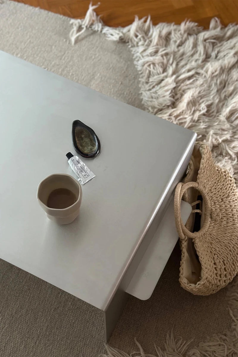 LURA_3 | Aluminum Coffee table, 80 cm with shelf - FRAME