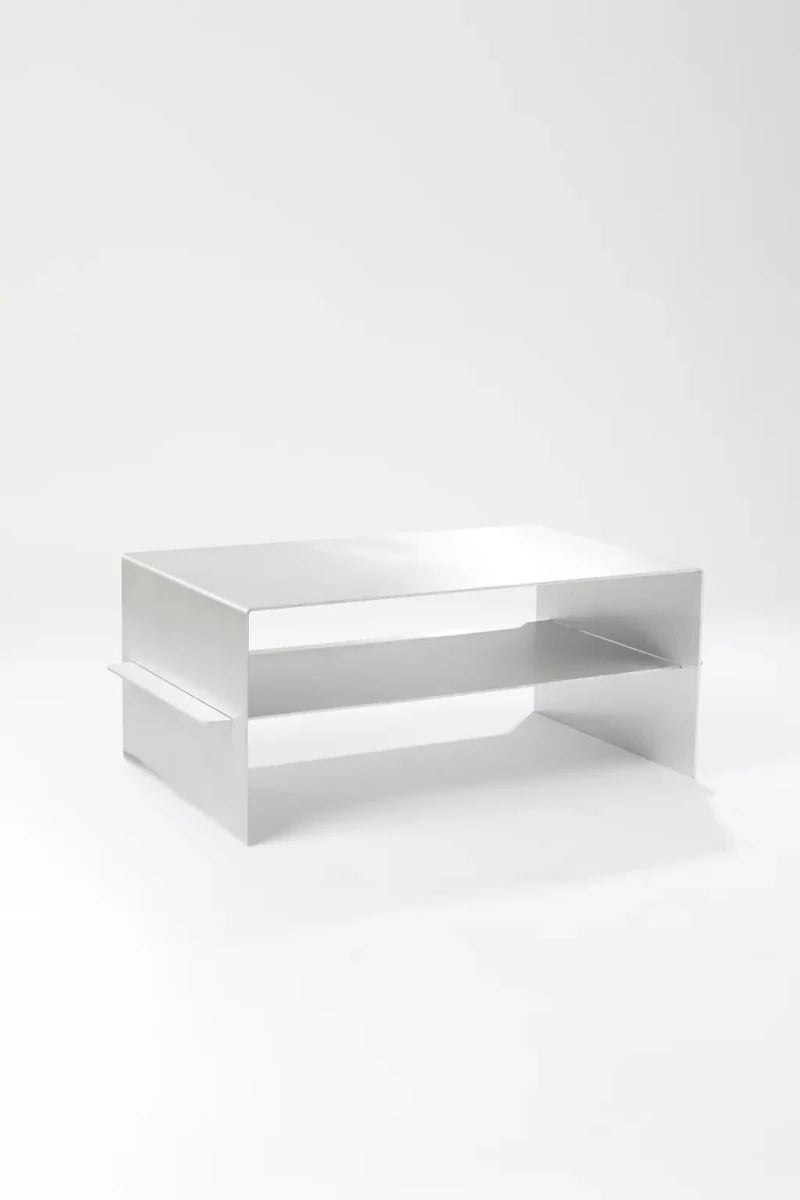 LURA_3 | Aluminum coffee table, 80 cm with shelf - RÅM